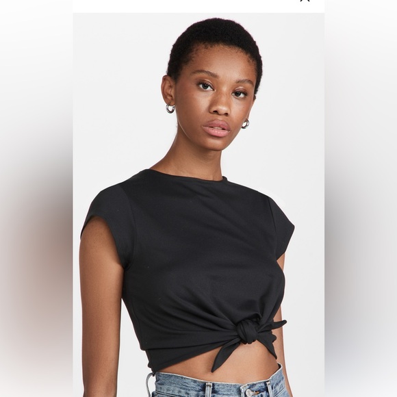 NWOT Susana Monaco knotted front tee in black. - Picture 2 of 8